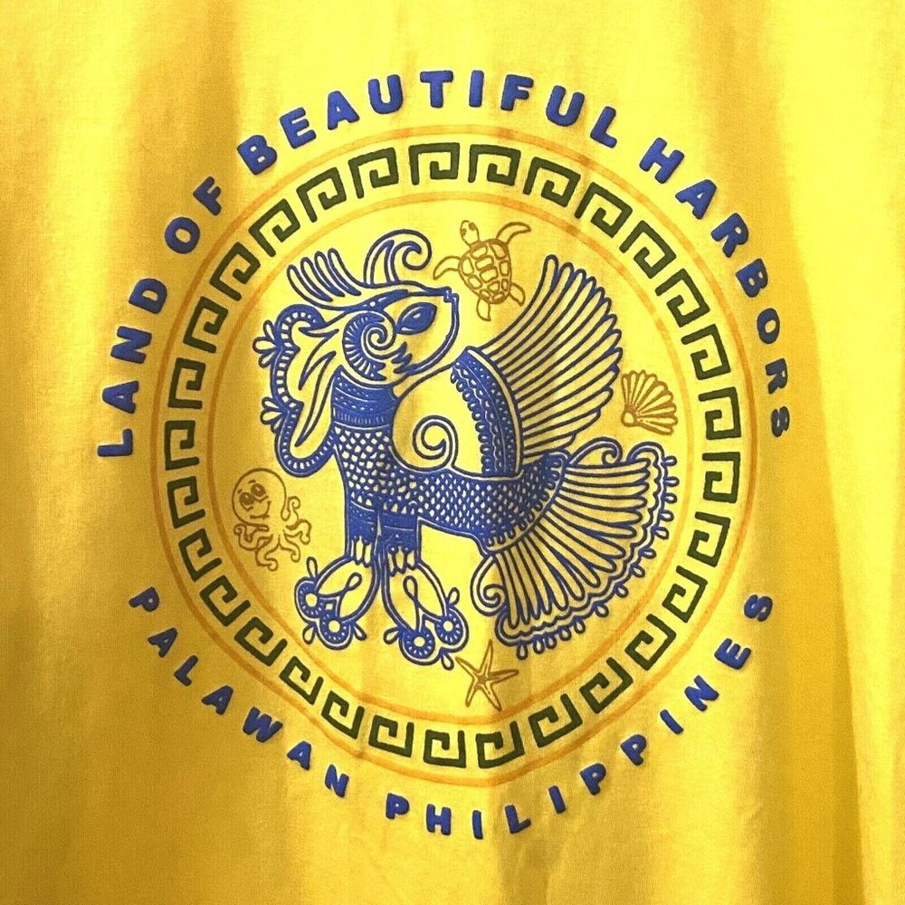 Pinoy Palawan Philippines T-Shirt L Sunny Yellow Travel Souvenir Dopamine Happy